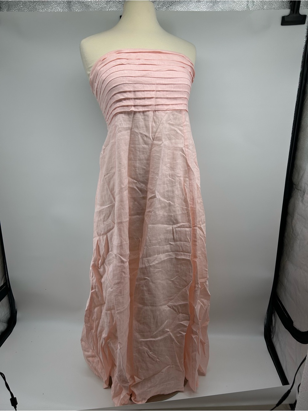 Talia Pintuck Linen Maxi Dress
